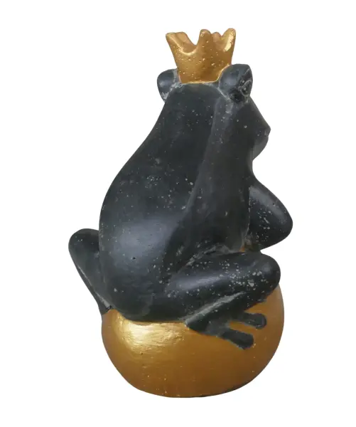 Product image 6 of the product “Frog Prince sitting on ball, approx. 30cm height, cast stone, hollow, handcrafted & coloured ”
